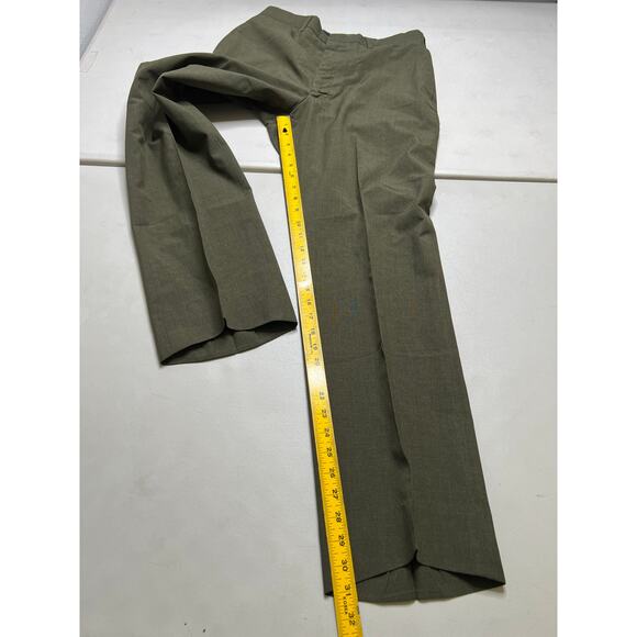 Vintage Military Dress Trousers Olive Green Straight Ideal Zipper KL Sayles 30 - Picture 7 of 14
